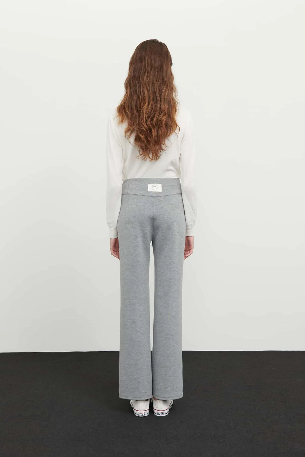 Roman Solid Knitted Trousers Grey