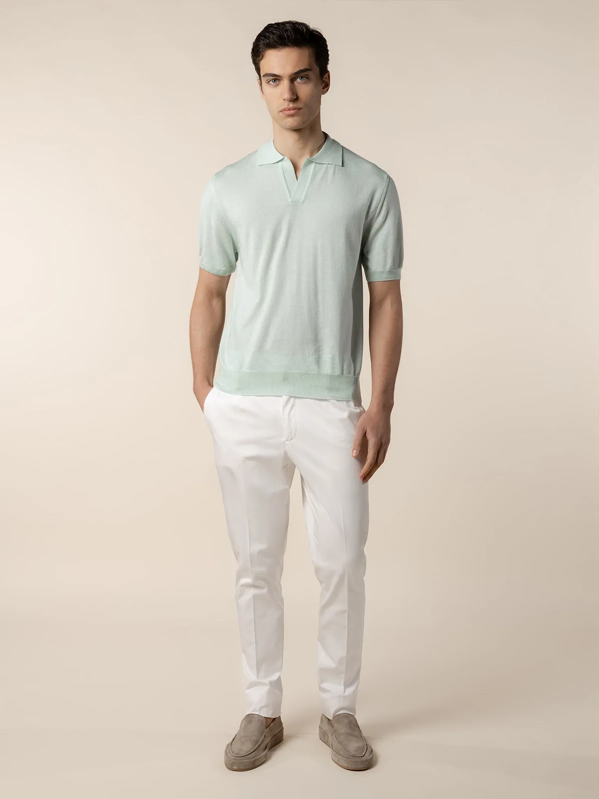 Shortsleeve Buttonless Polo Light Green