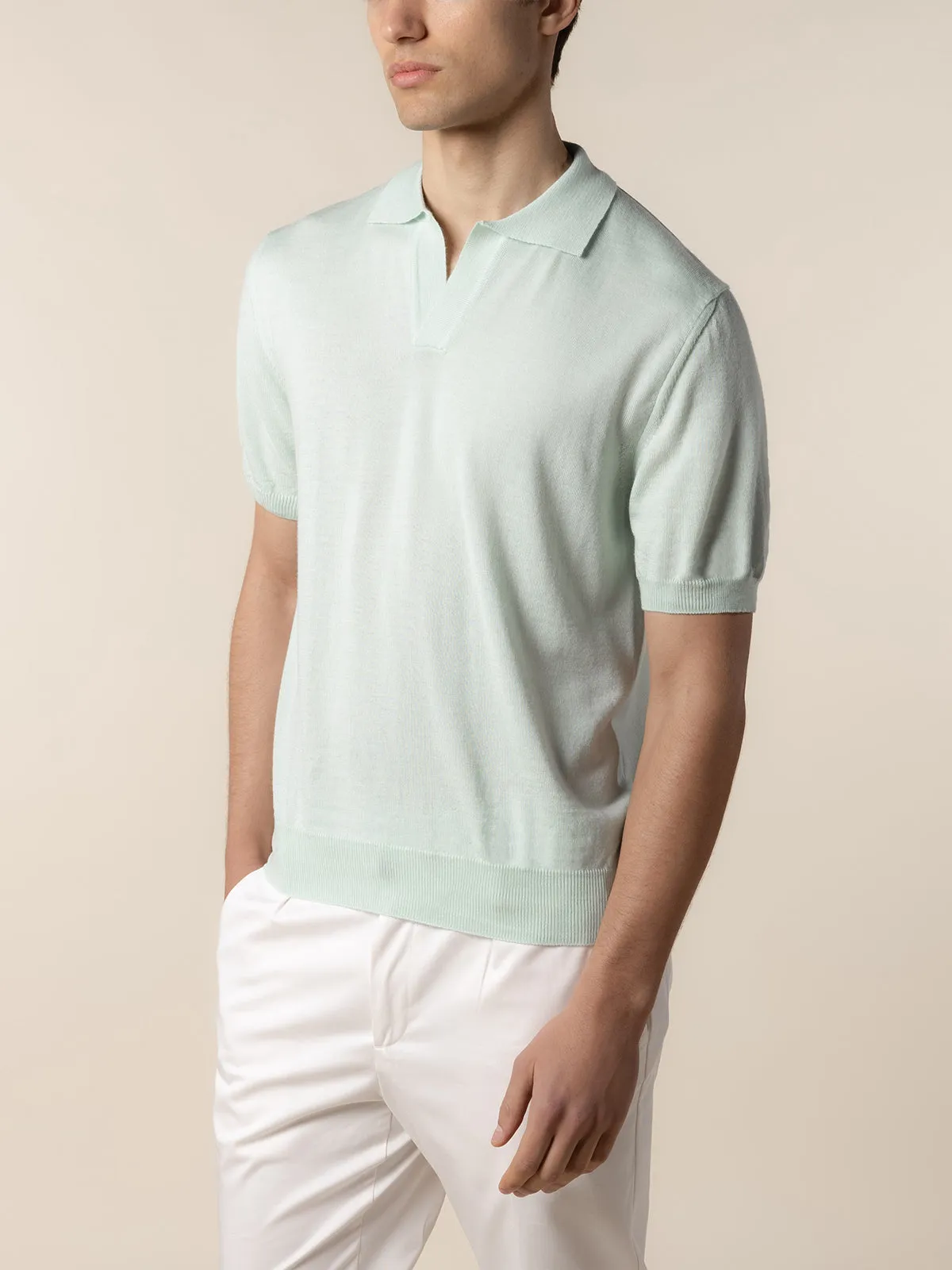 Shortsleeve Buttonless Polo Light Green