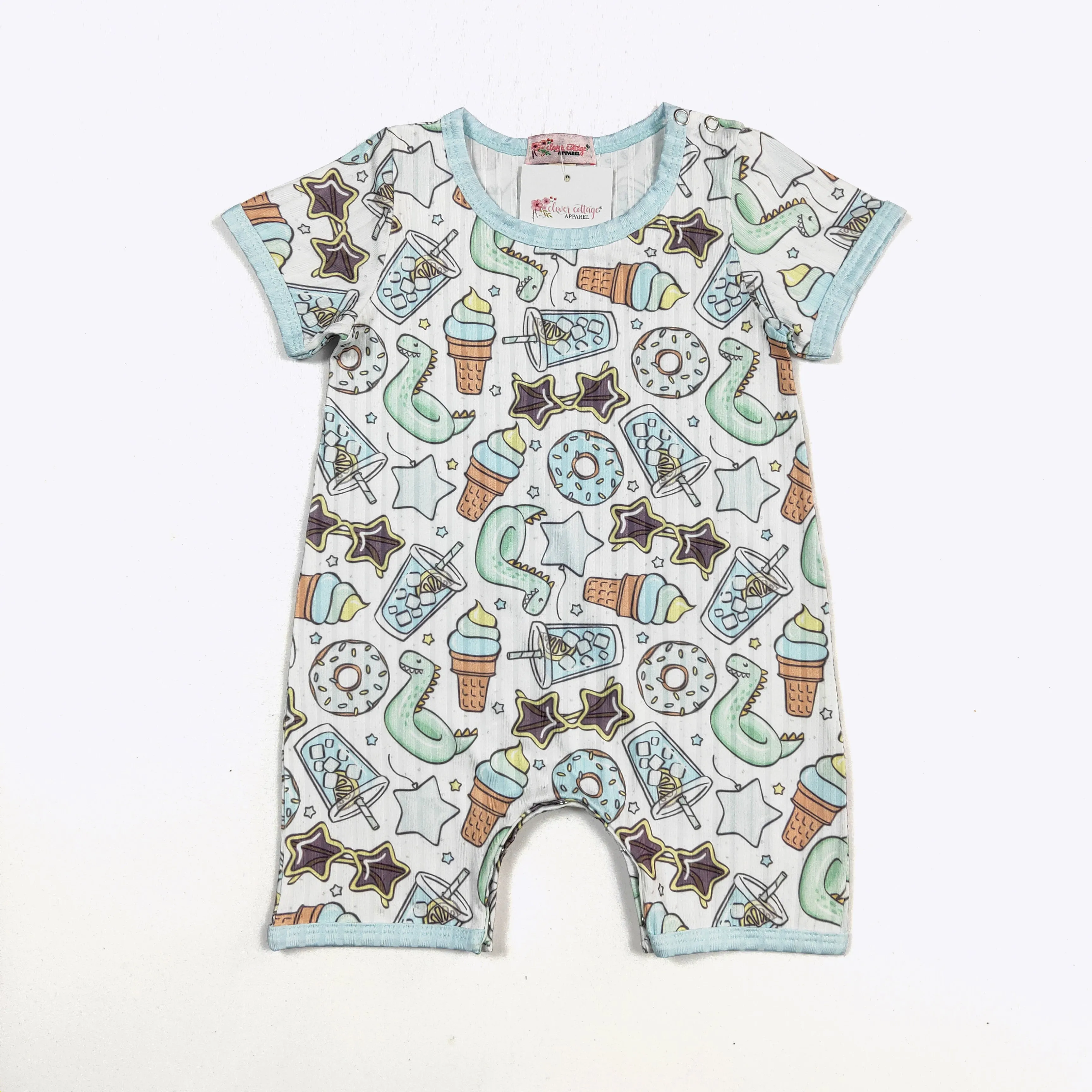 Soaking in summer boy's shorties romper