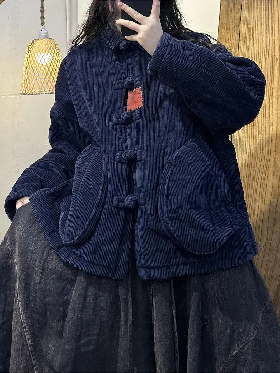 Solid Corduroy Buckle Shirt Coat