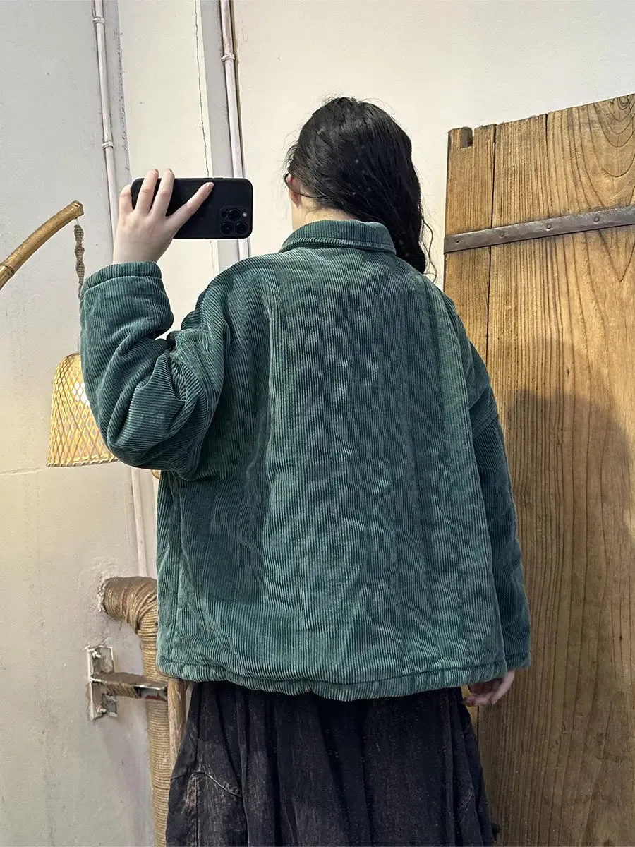 Solid Corduroy Buckle Shirt Coat