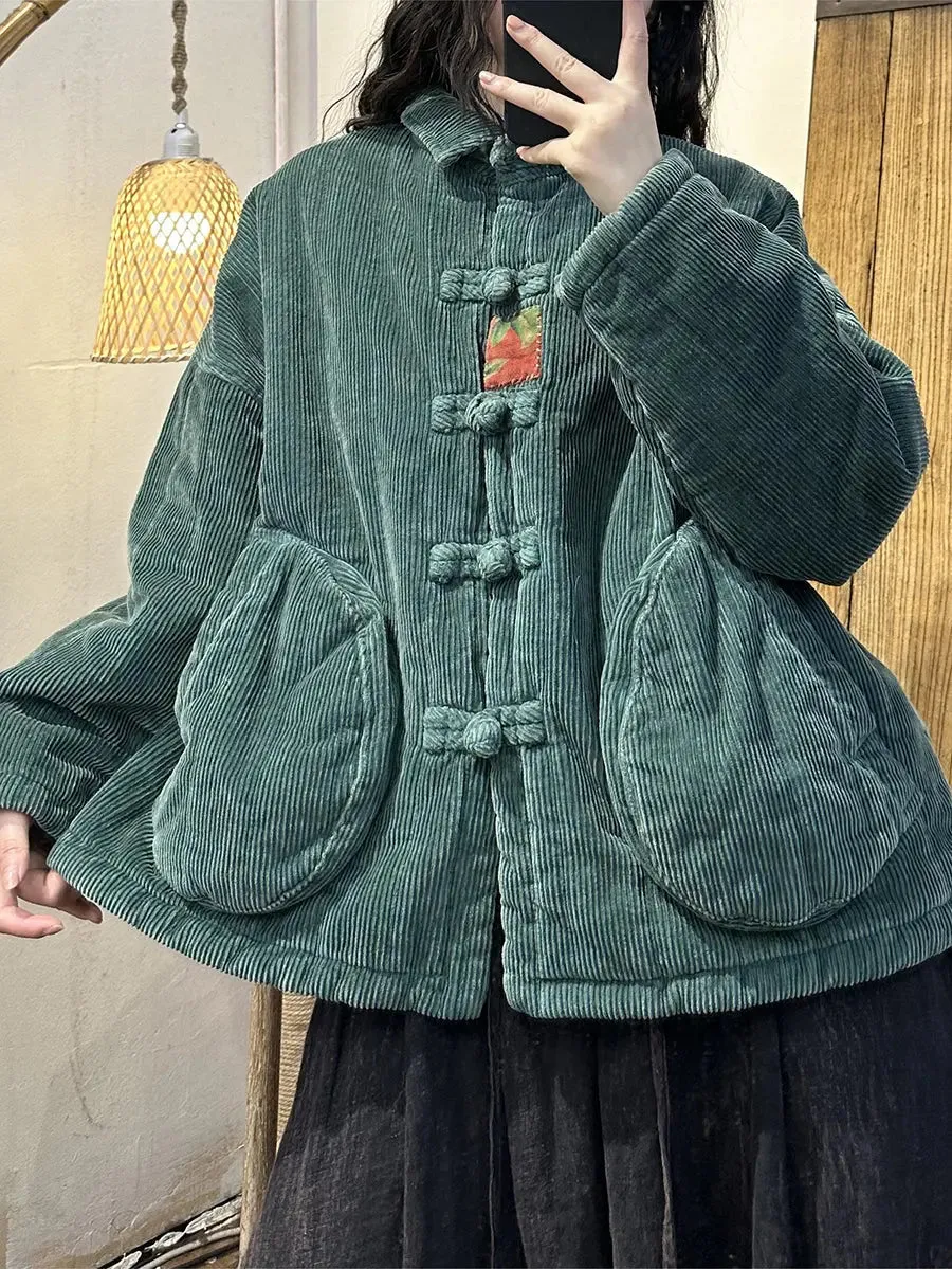 Solid Corduroy Buckle Shirt Coat