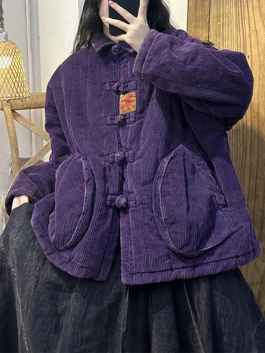 Solid Corduroy Buckle Shirt Coat