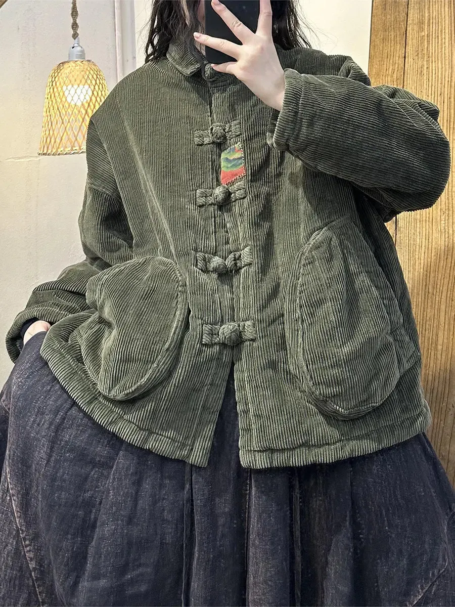 Solid Corduroy Buckle Shirt Coat
