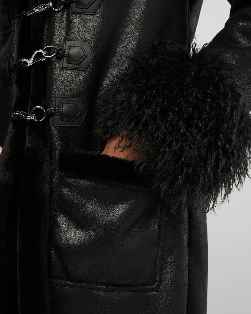 Suede Bonded Faux Fur Trench Coat