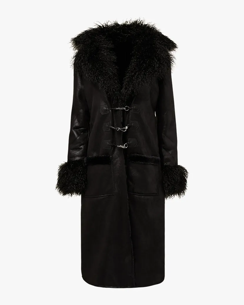 Suede Bonded Faux Fur Trench Coat
