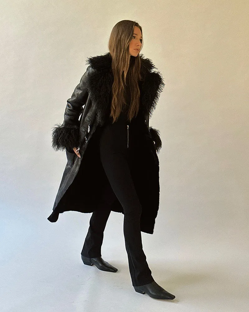Suede Bonded Faux Fur Trench Coat