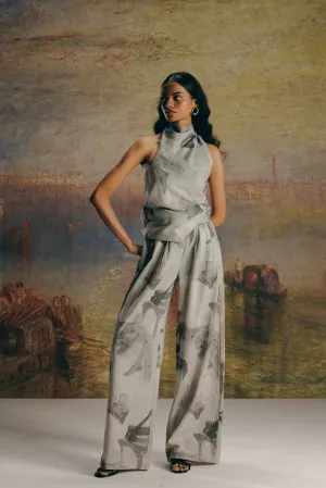 Surrealist Crepe Draped Top & Bollywood Pants Co-ord