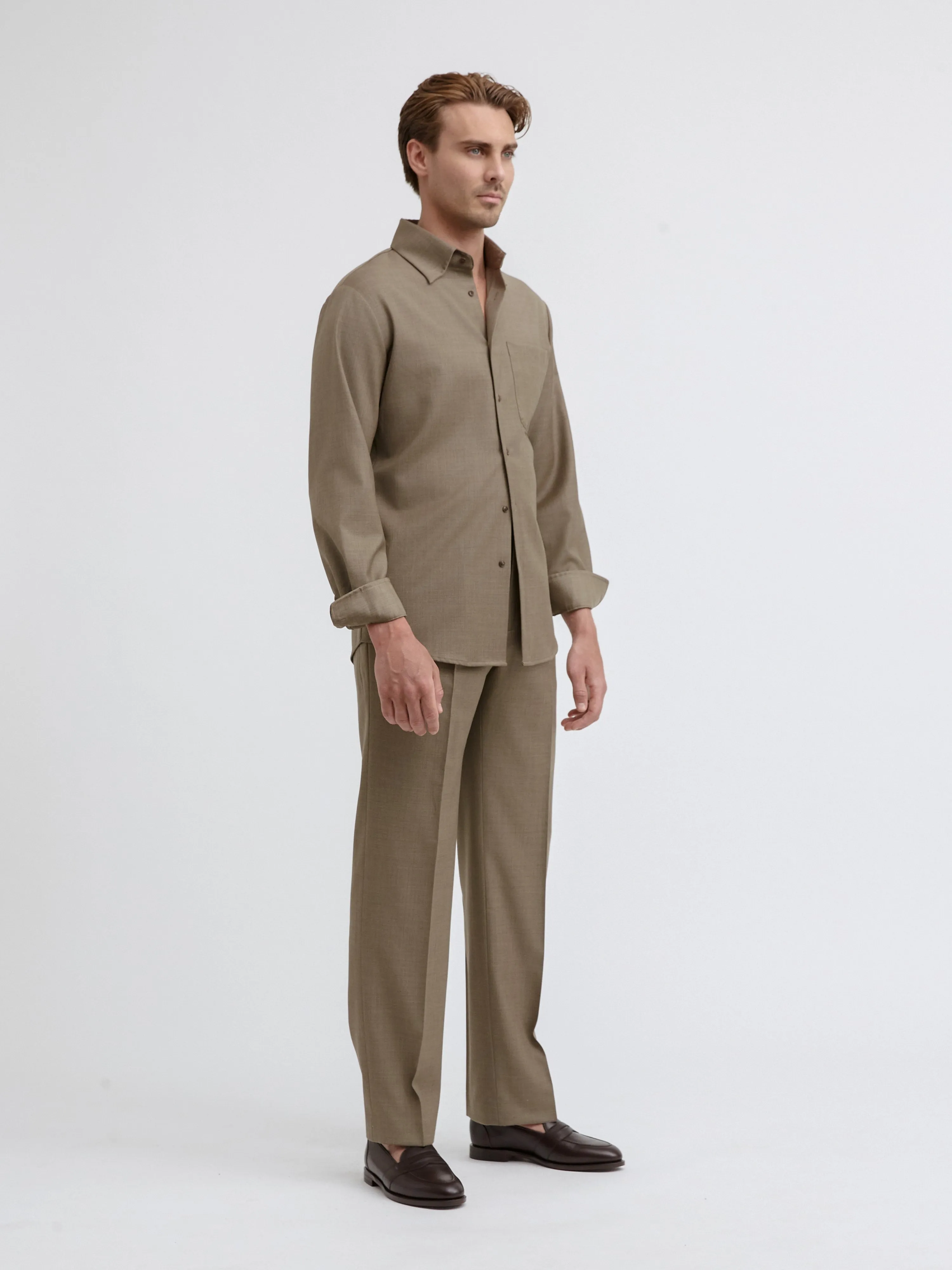 Taupe S130 Wool Shirt