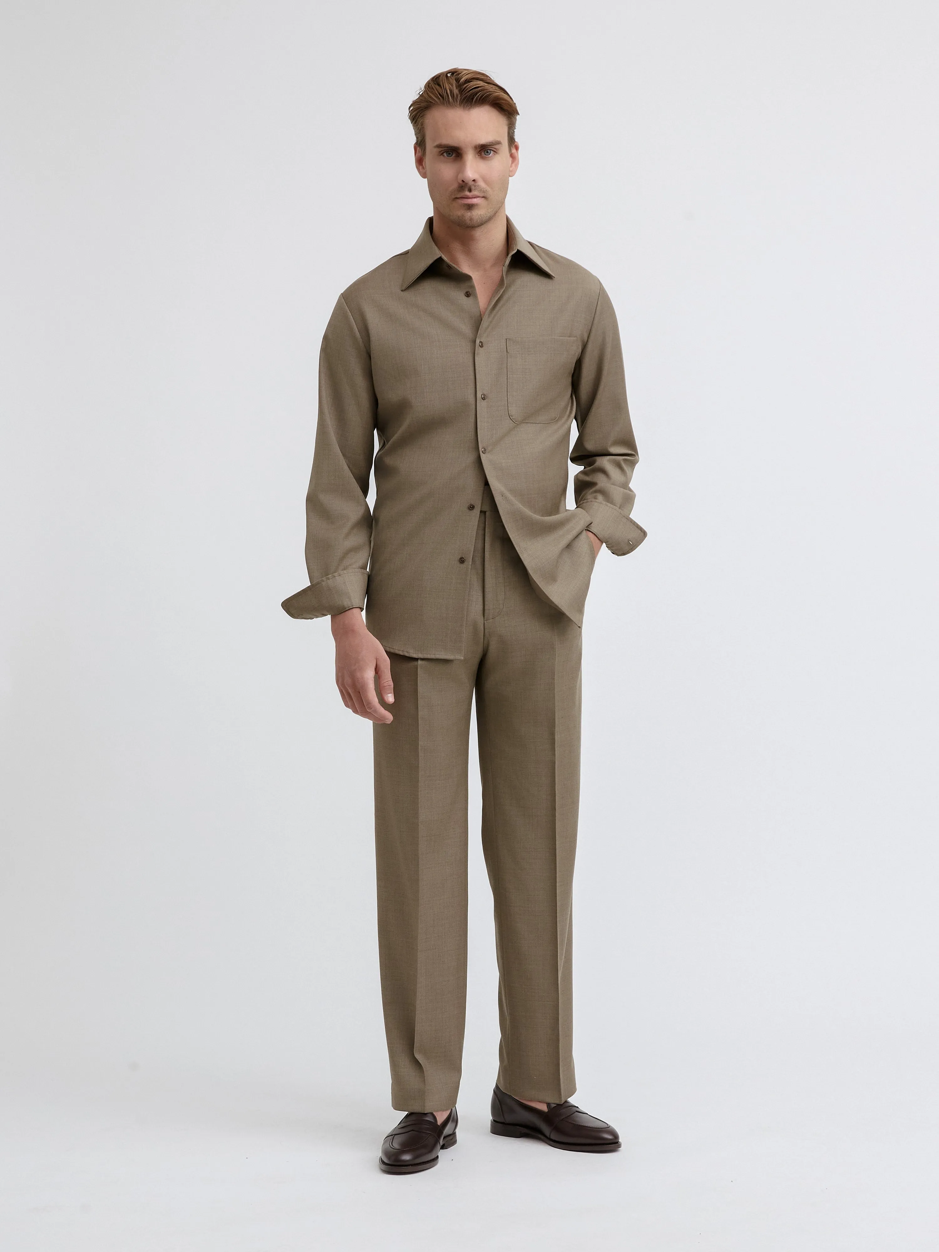 Taupe S130 Wool Shirt