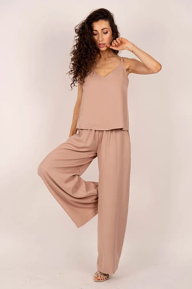 Tencel Sleeveless Top Dark Pink