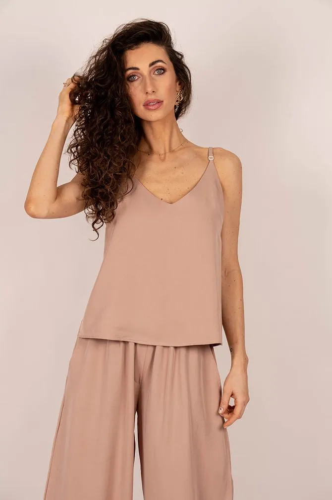 Tencel Sleeveless Top Dark Pink