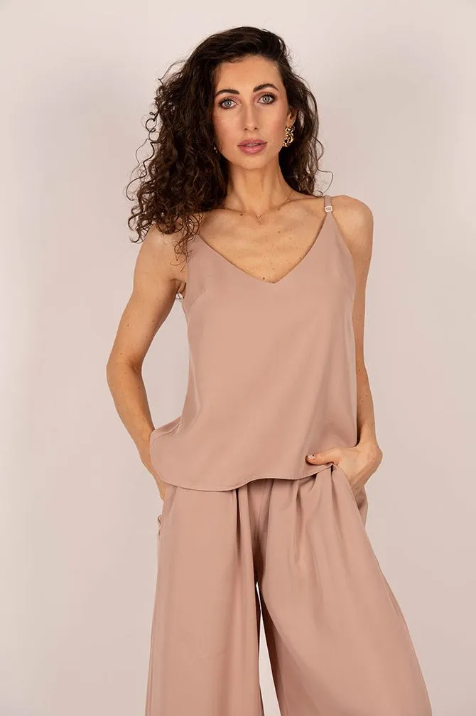 Tencel Sleeveless Top Dark Pink