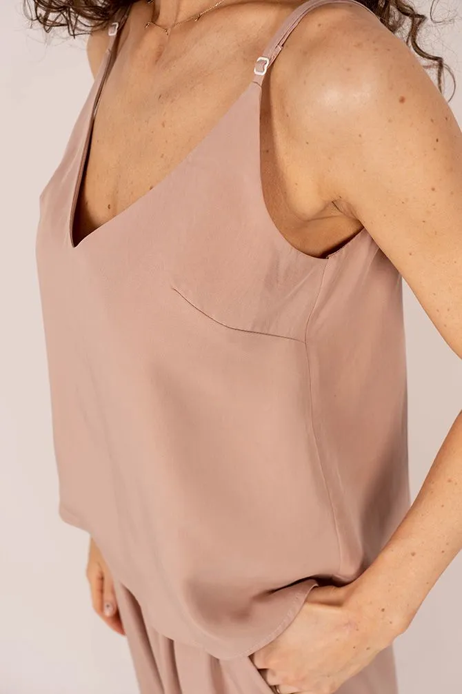 Tencel Sleeveless Top Dark Pink