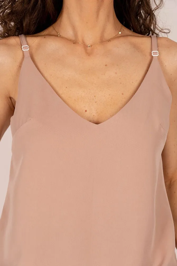 Tencel Sleeveless Top Dark Pink