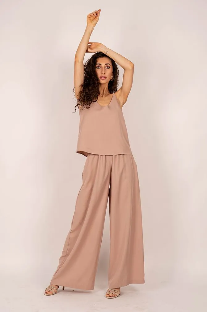 Tencel Sleeveless Top Dark Pink