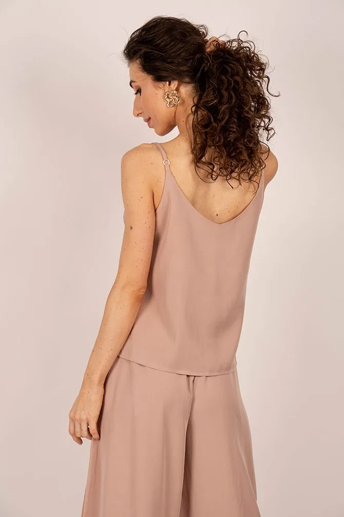 Tencel Sleeveless Top Dark Pink