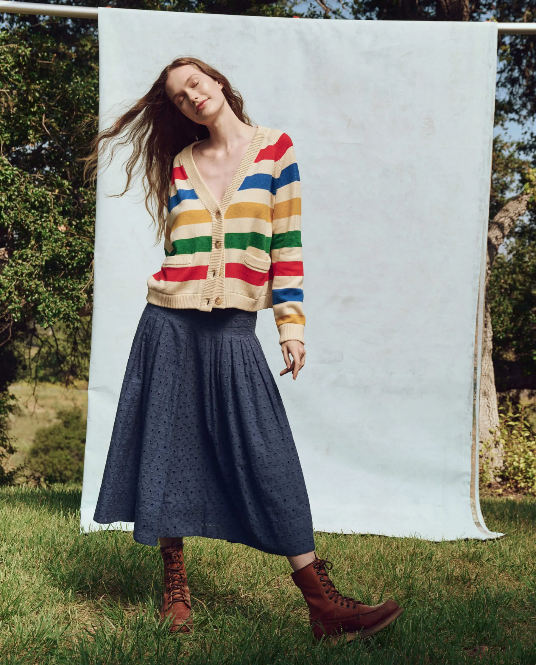 The Varsity Cardigan. -- Multi Range Stripe