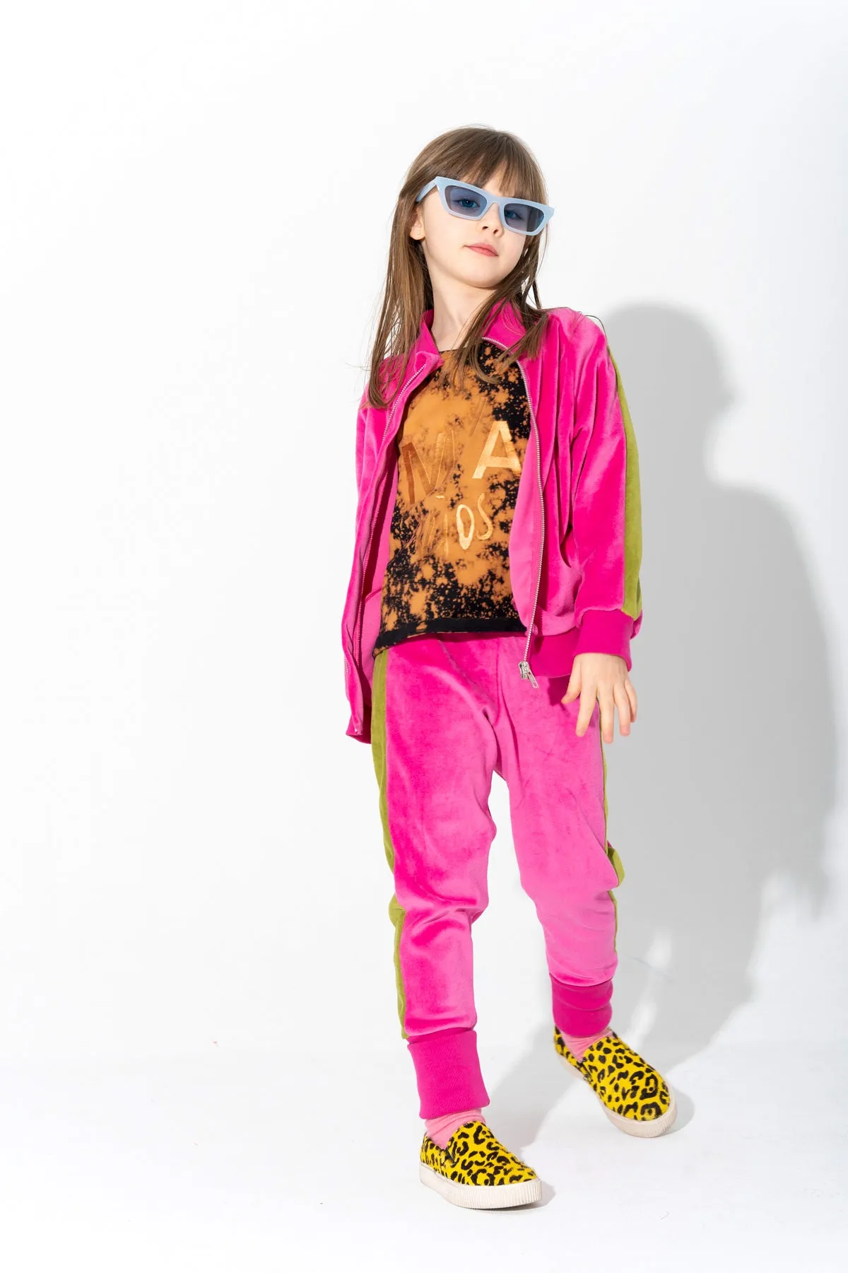 TRACKSUIT VELOUR TROUSERS WITH CONTRAST TAPE