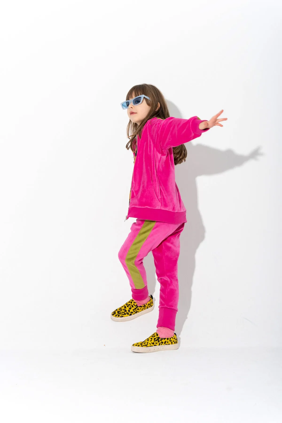 TRACKSUIT VELOUR TROUSERS WITH CONTRAST TAPE