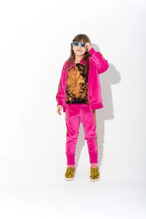 TRACKSUIT VELOUR TROUSERS WITH CONTRAST TAPE