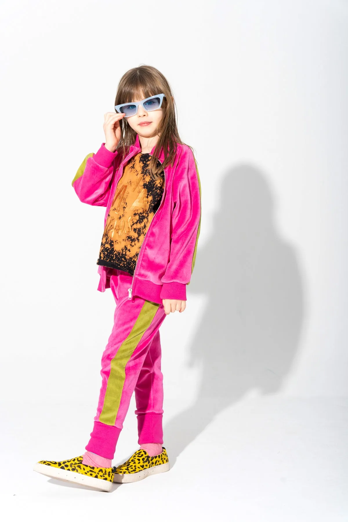 TRACKSUIT VELOUR TROUSERS WITH CONTRAST TAPE