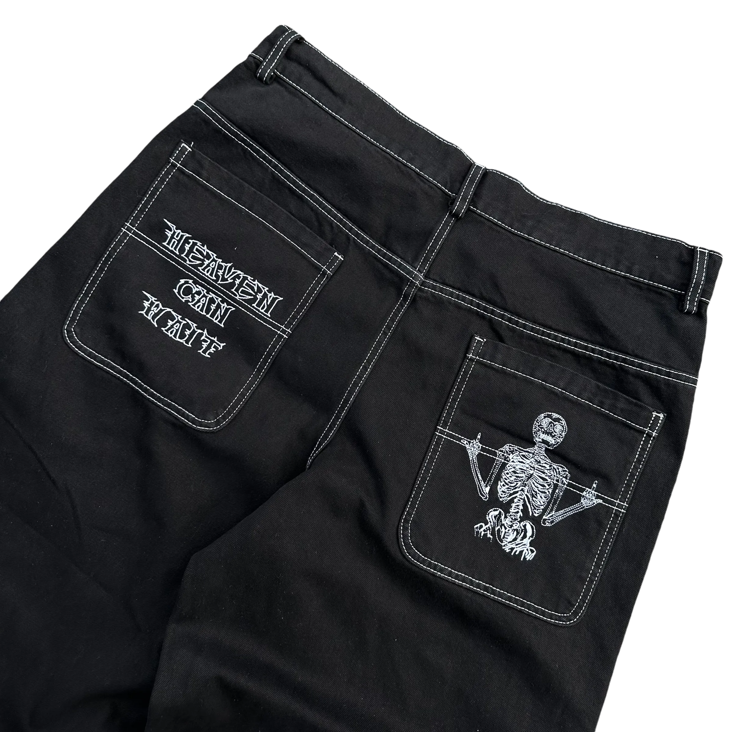 V2 SKULL JEANS (BLACK/WHITE)
