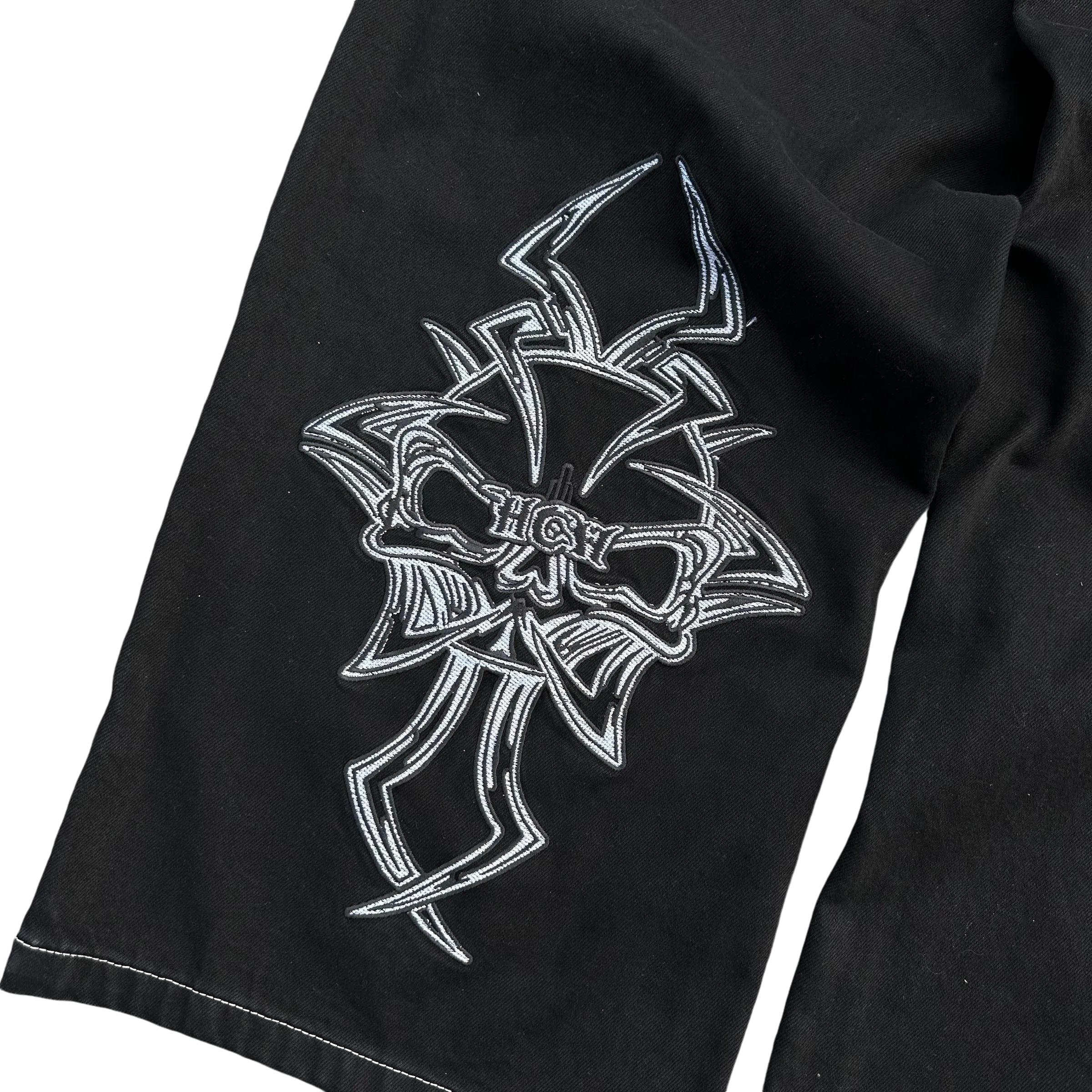 V2 SKULL JEANS (BLACK/WHITE)