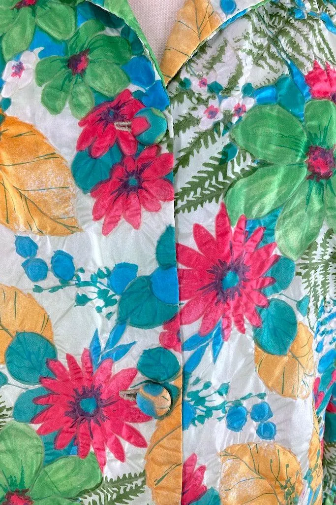 Vintage 1960s Green Floral Print Jacket