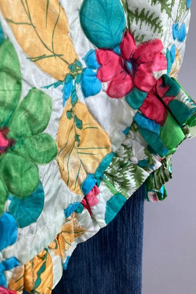 Vintage 1960s Green Floral Print Jacket