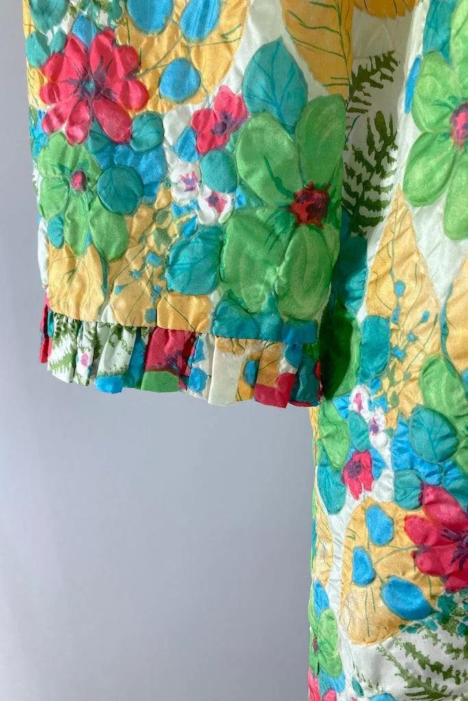Vintage 1960s Green Floral Print Jacket