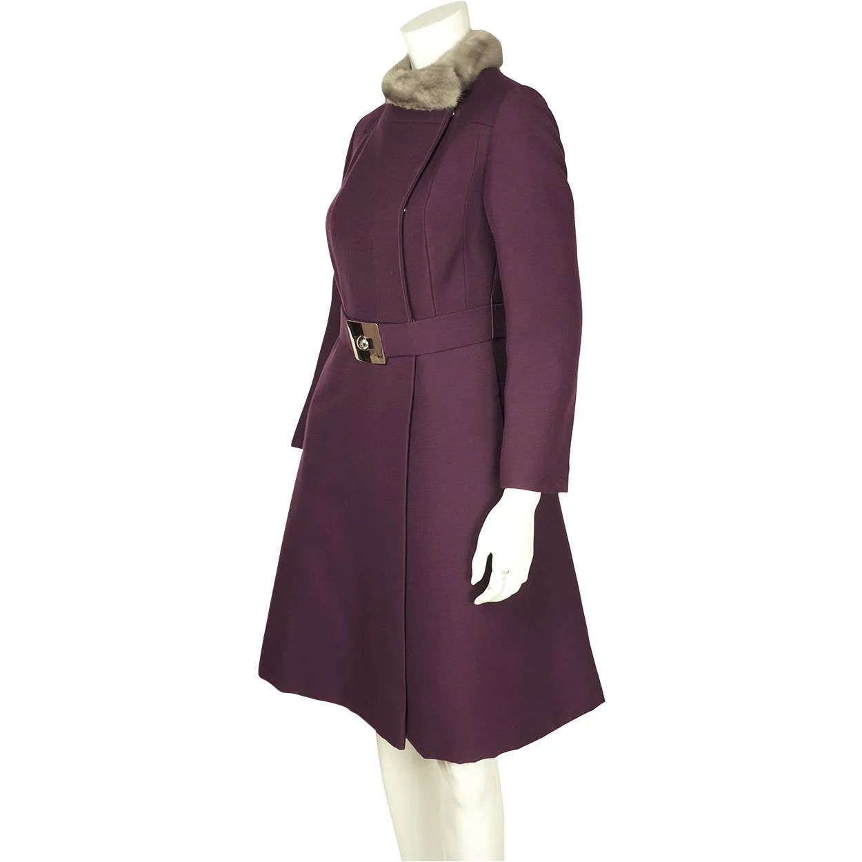 Vintage 1960s Mod Purple Wool Coat by Joshar Montreal Ladies Size S