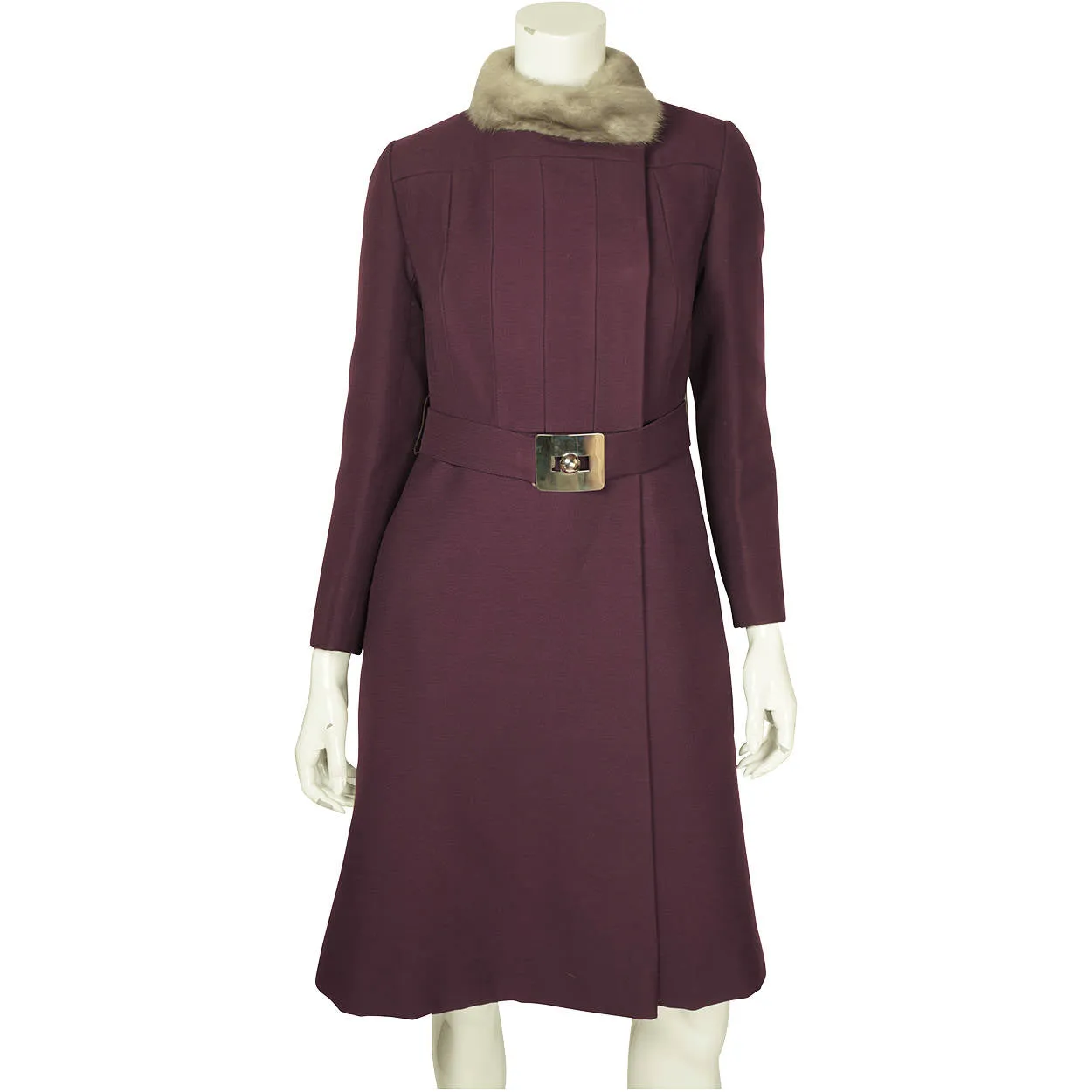 Vintage 1960s Mod Purple Wool Coat by Joshar Montreal Ladies Size S