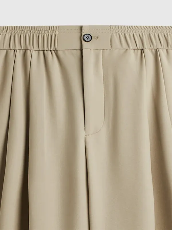 Wide Leg Trousers in Khaki Color
