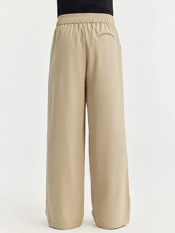 Wide Leg Trousers in Khaki Color