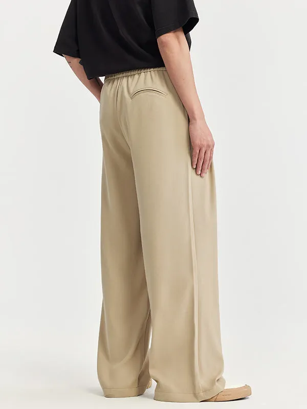 Wide Leg Trousers in Khaki Color