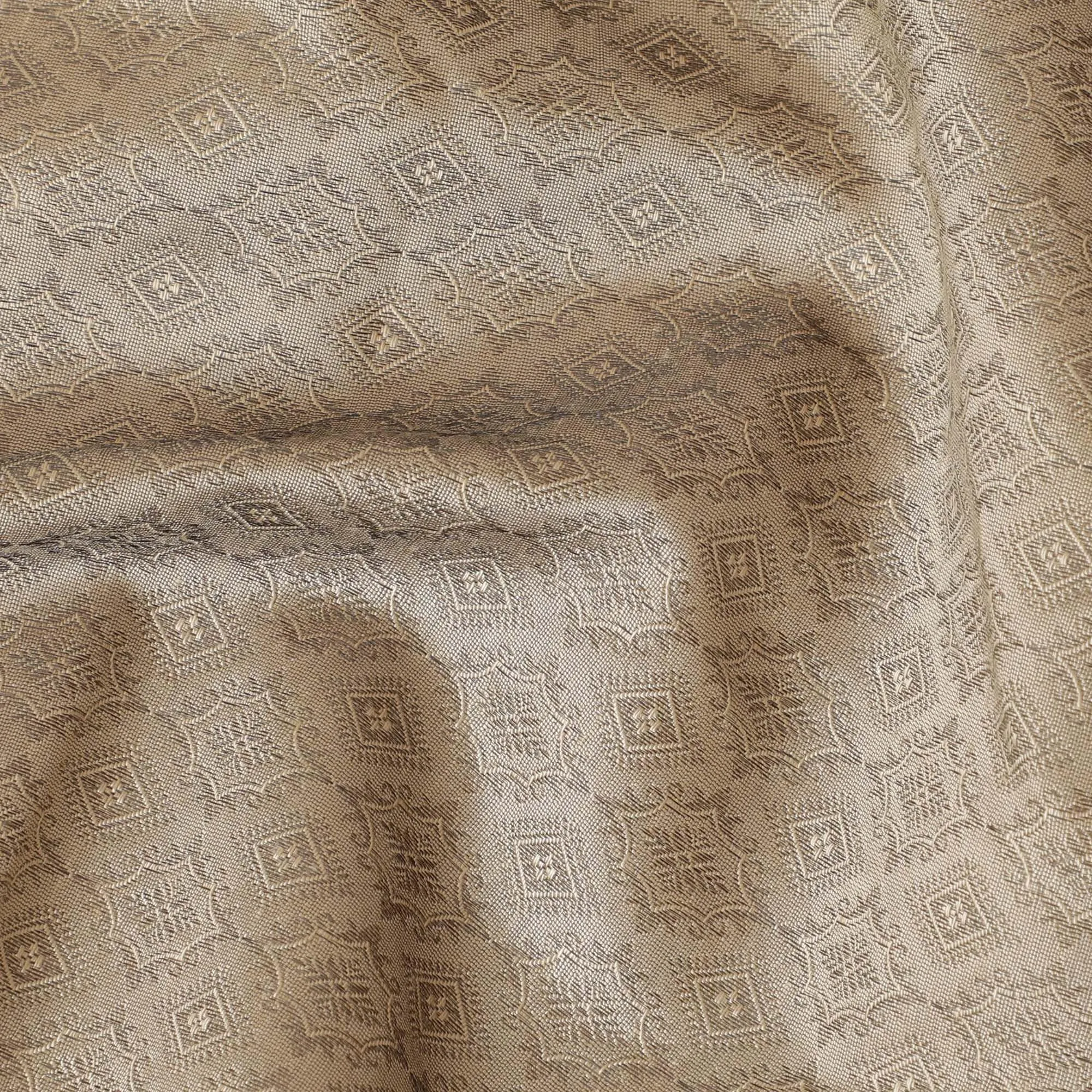 Wood brown synthetic brocade with same tone lurex in abstract design-D11352