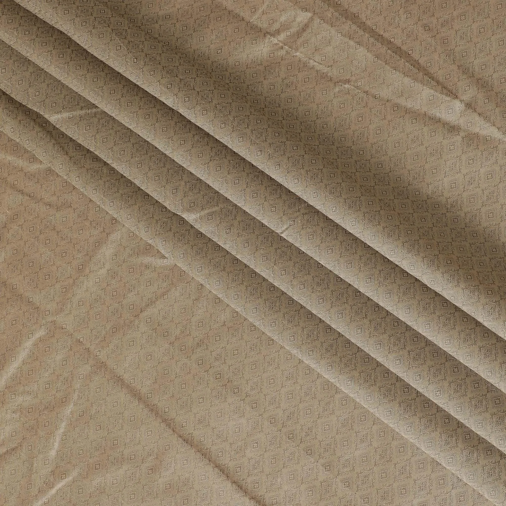Wood brown synthetic brocade with same tone lurex in abstract design-D11352