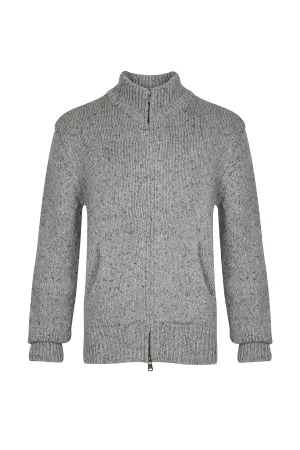 Zip Turtle Neck Donegal Cashmere Cardigan